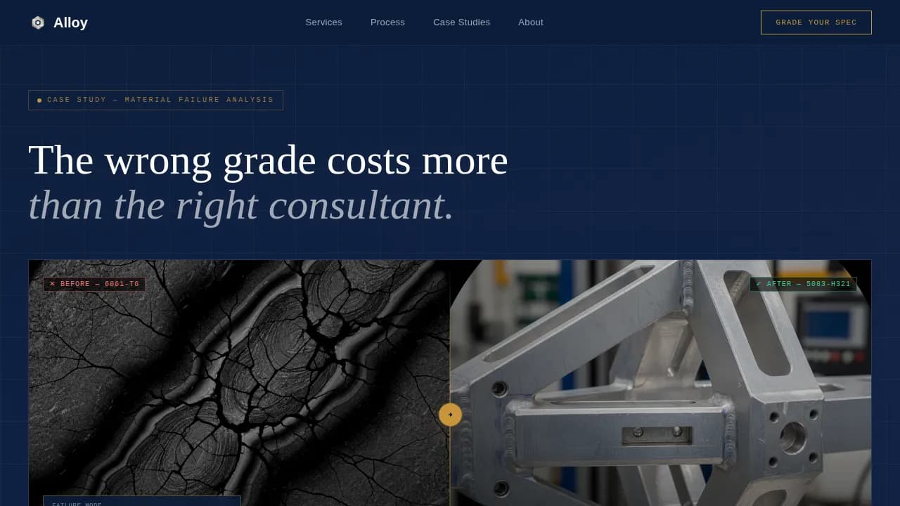 Alloy - Precision Grade Specification Landing Page Template