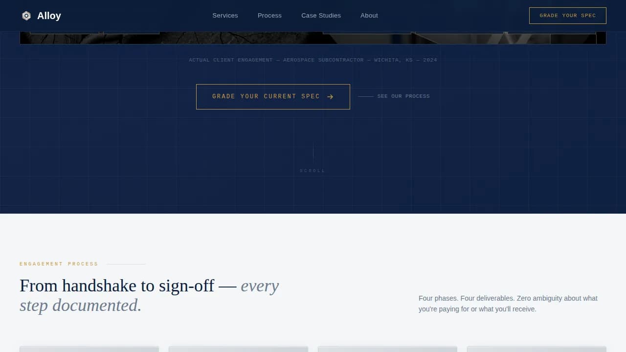 Alloy - Precision Grade Specification Landing Page Template
