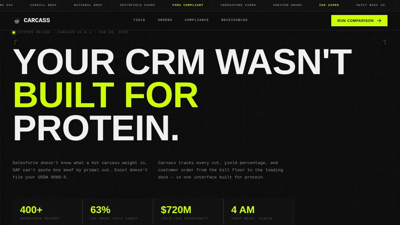 Prime — Meat Processing CRM Landing Page Template