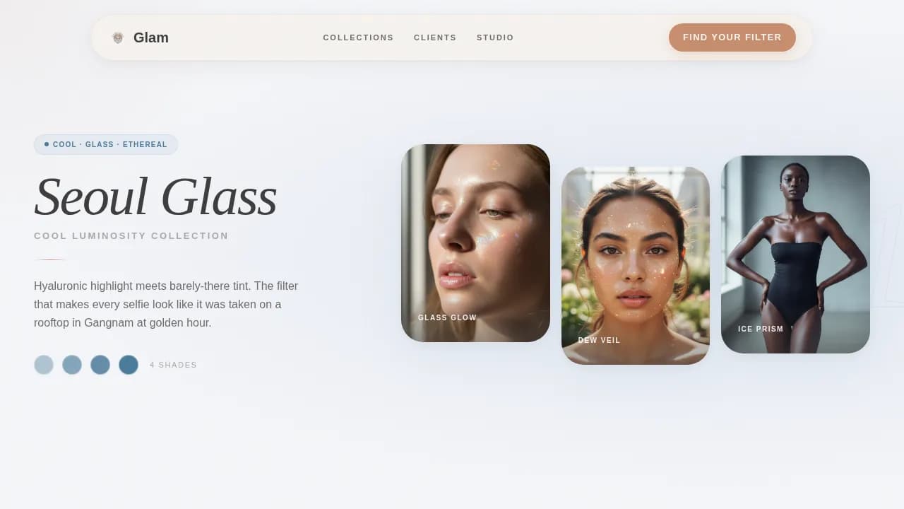 Glam - Atelier AR Beauty Filter Landing Page Template