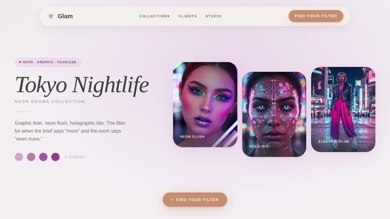 Glam - Atelier AR Beauty Filter Landing Page Template