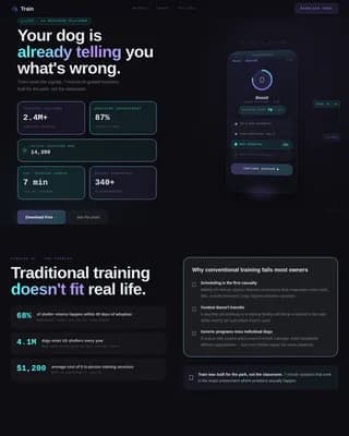 Train — Intelligent Animal Behavior Coaching Landing Page Template