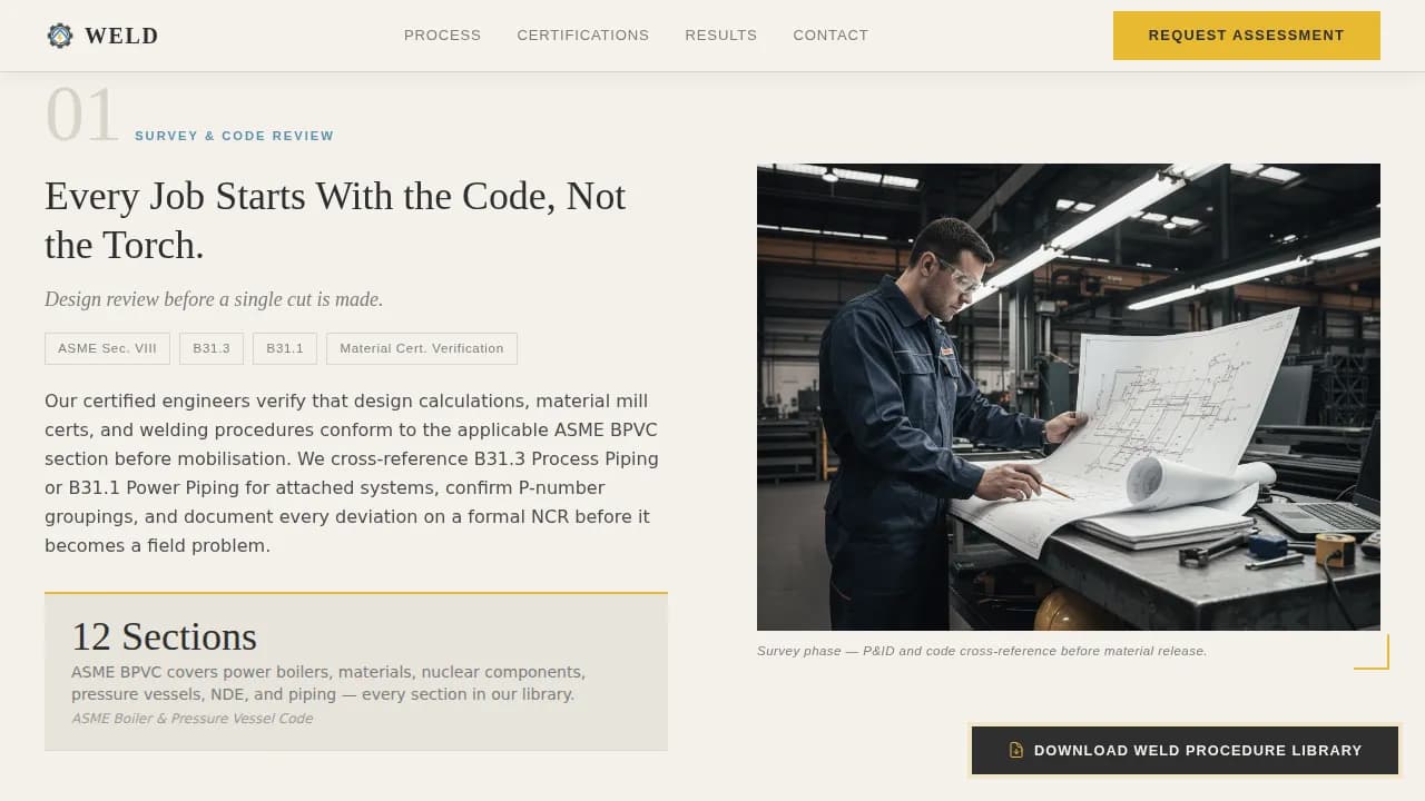 Boilermaker — Certified Industrial Fabrication Landing Page Template