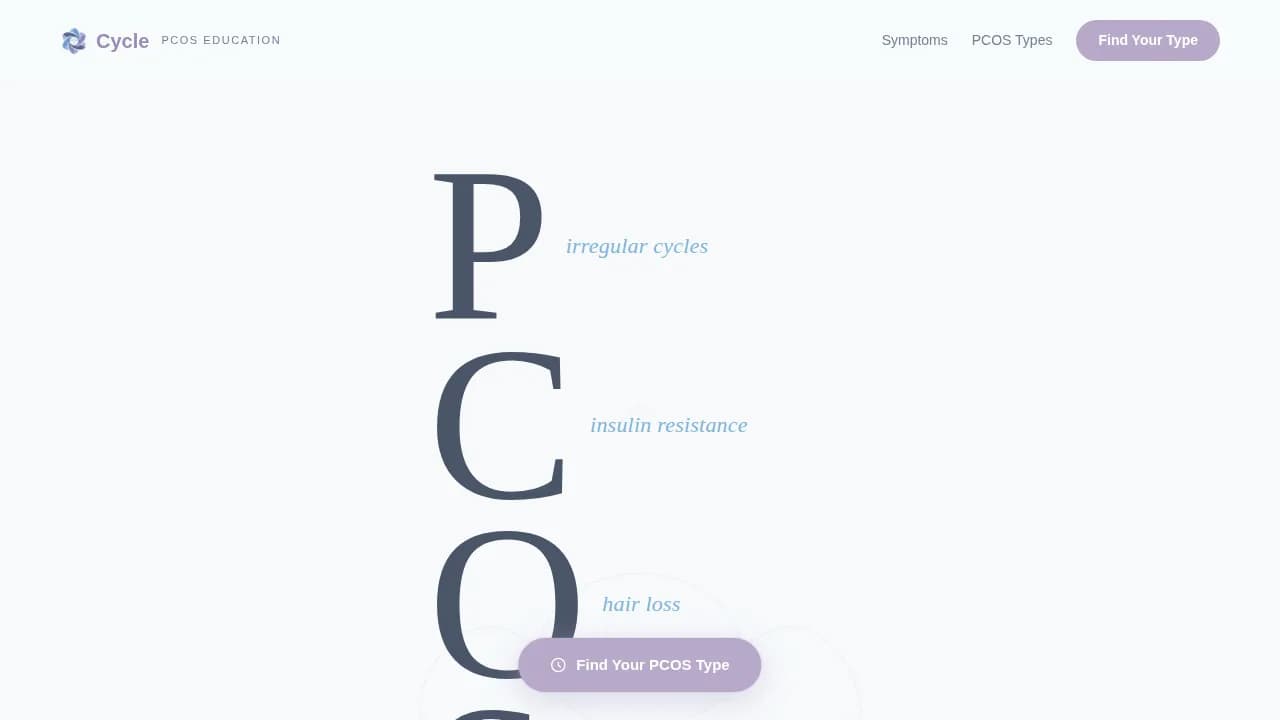 Cycle - Empowering PCOS Patient Education Landing Page Template