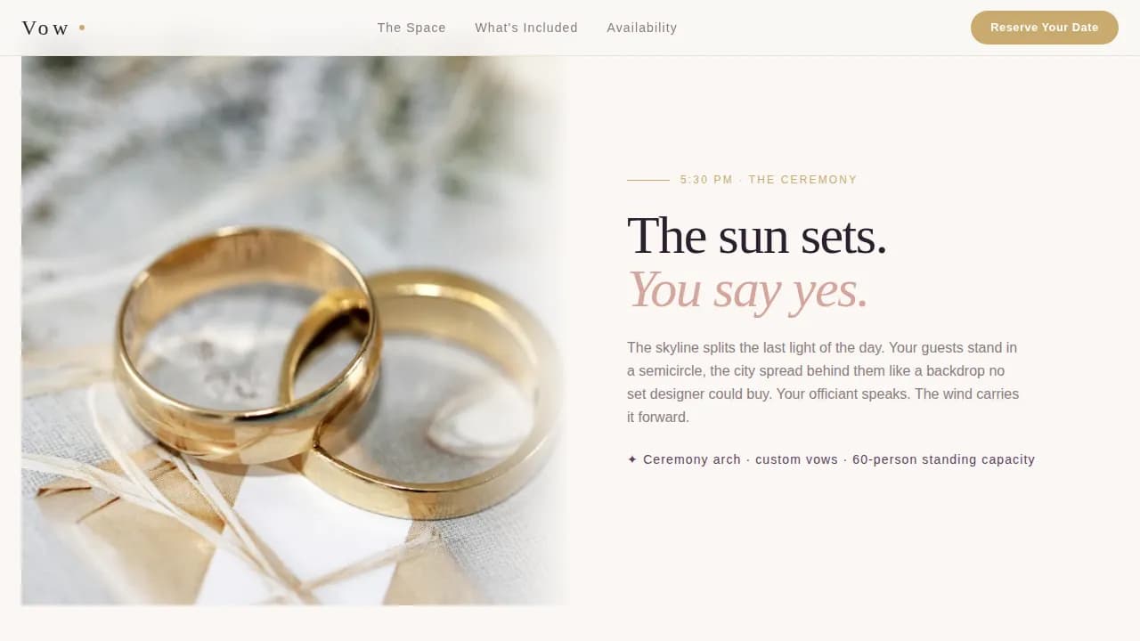 Altar — Sublime Wedding Venue Landing Page Template