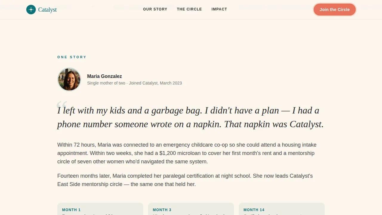 Catalyst — Transformative Women Nonprofit Landing Page Template