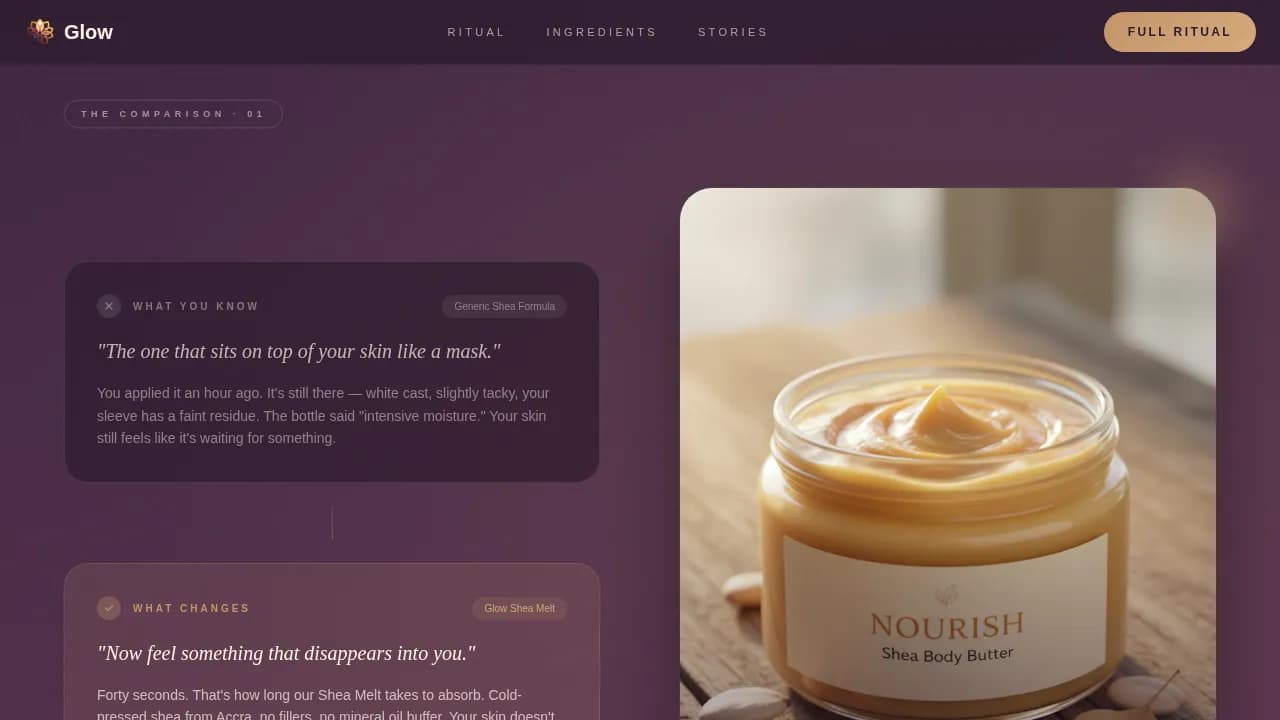 Glow — Luxe Melanin Skincare Landing Page Template