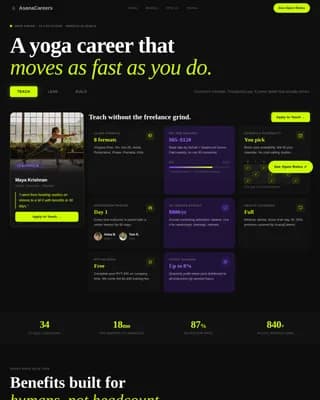 Yoga Studio Chain Careers & Instructor Recruitment Website Template