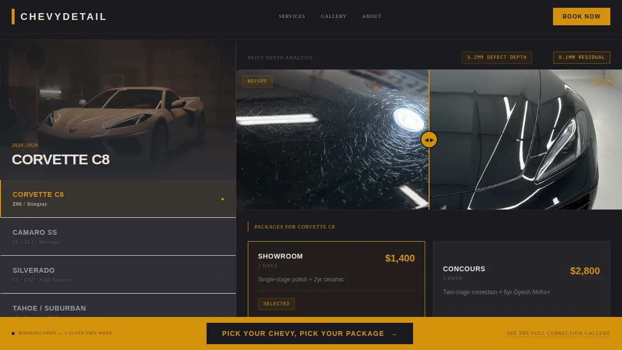 Chevy - Precision Ceramic Detailing Landing Page Template