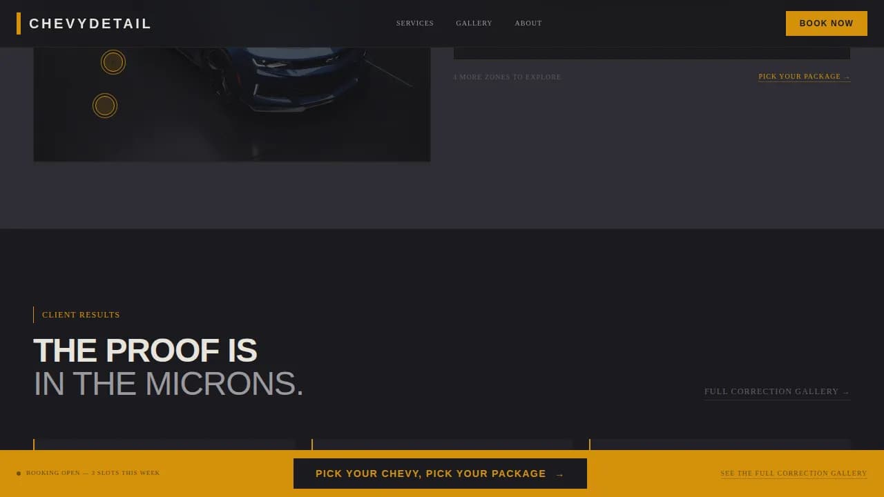 Chevy - Precision Ceramic Detailing Landing Page Template
