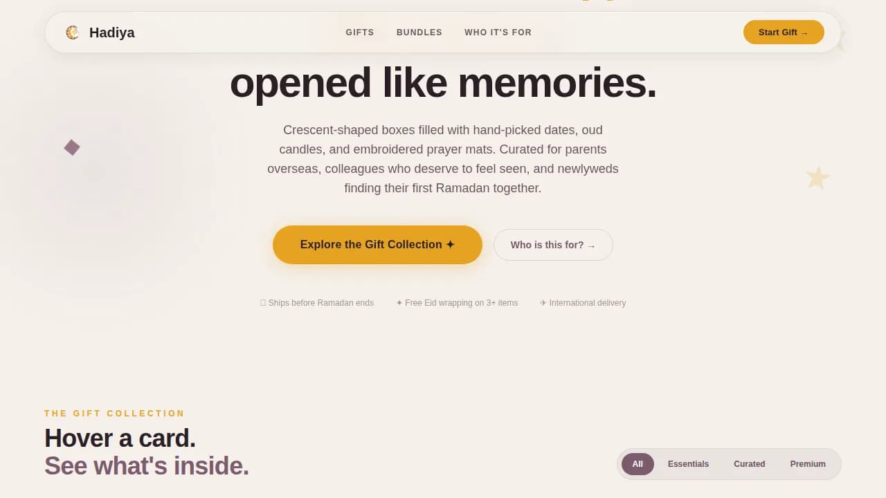 Gifted — Curated Ramadan Store Landing Page Template