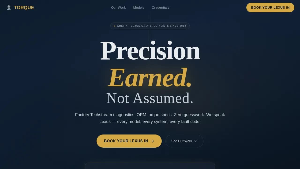 Precision — Specialist Lexus Mechanic Landing Page Template