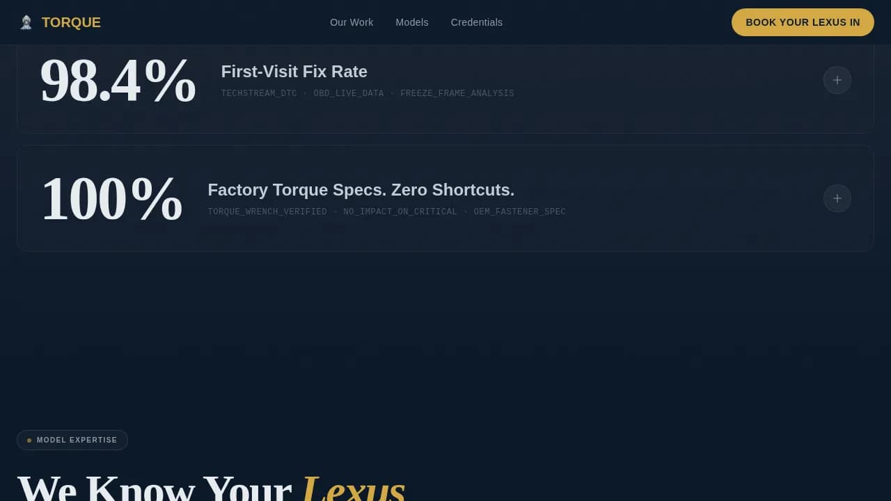 Precision — Specialist Lexus Mechanic Landing Page Template