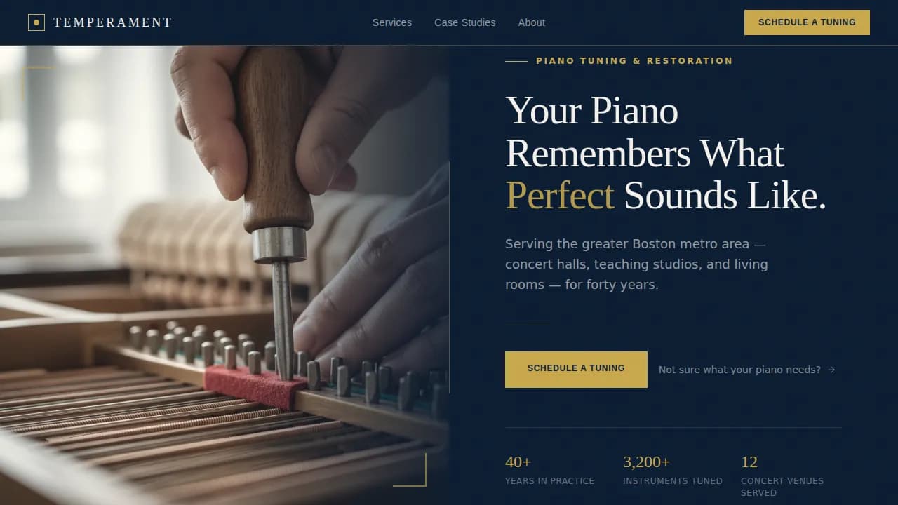 Pitch — Concert Piano Technician Landing Page Template