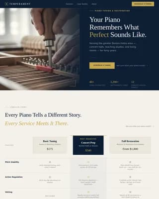Pitch — Concert Piano Technician Landing Page Template