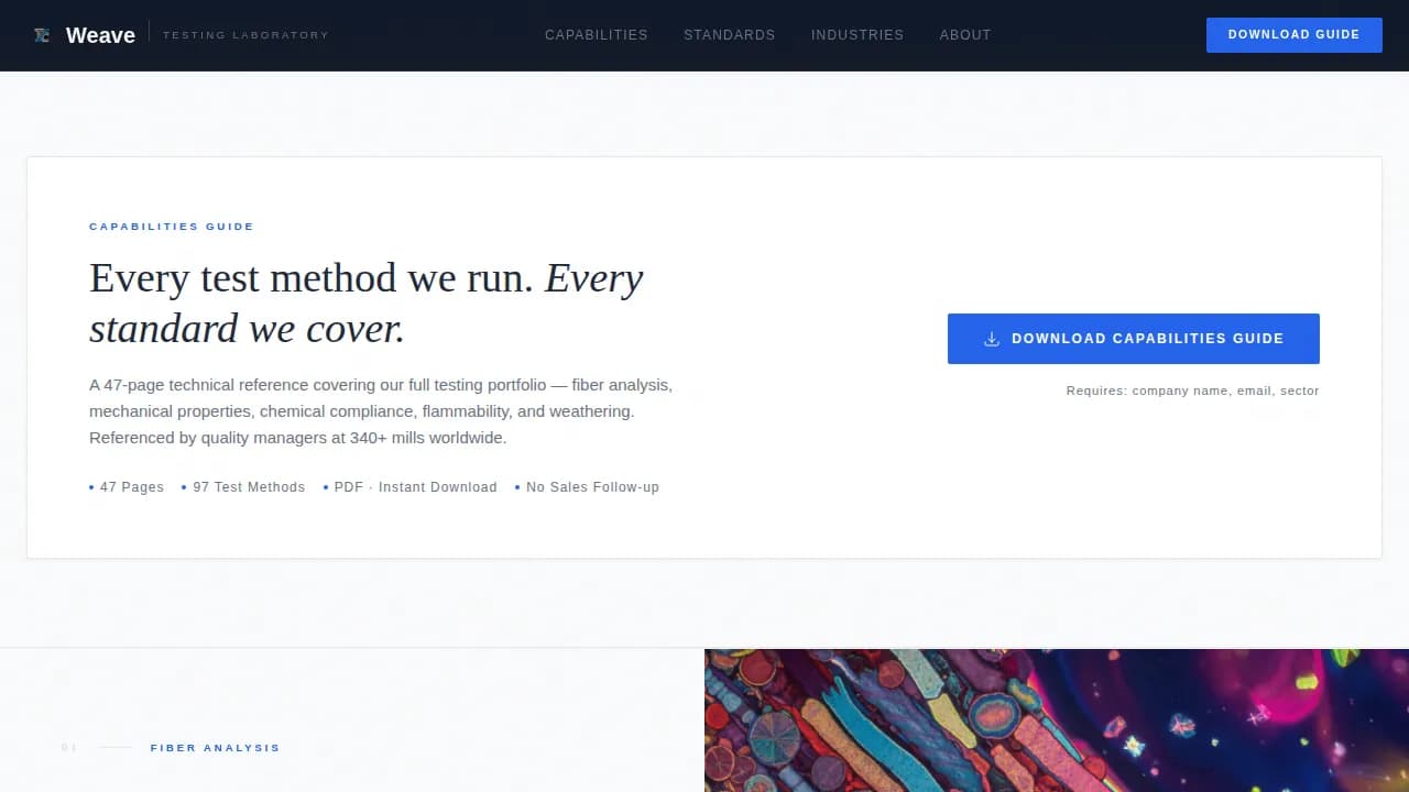 Spectrum — Expert Textile Testing Landing Page Template