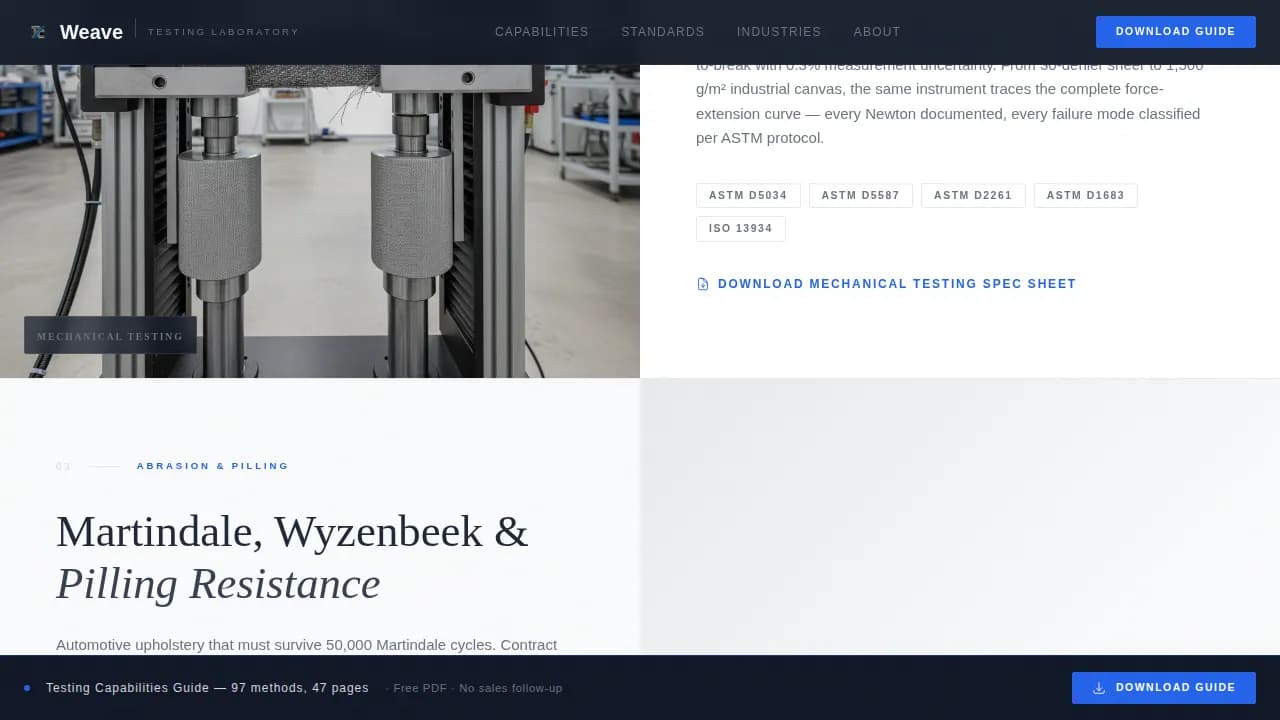 Spectrum — Expert Textile Testing Landing Page Template