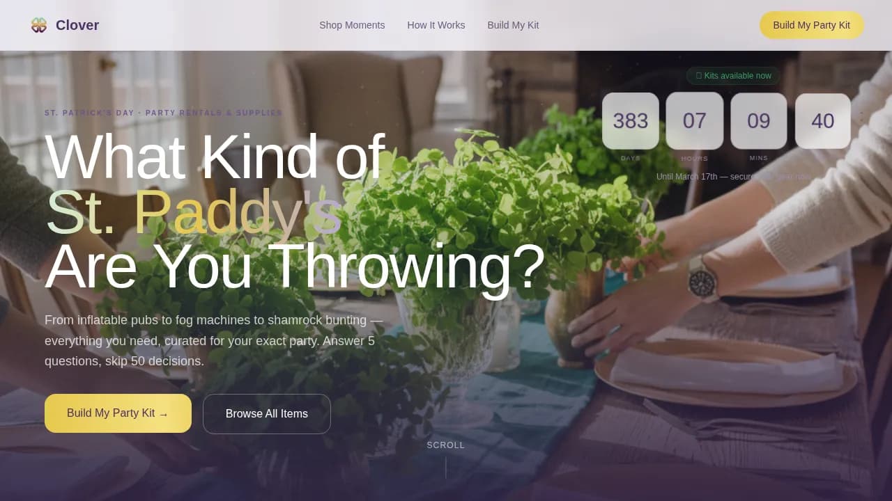 Celebrate — Vibrant Party Rental Landing Page Template