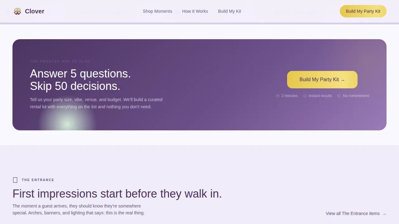Celebrate — Vibrant Party Rental Landing Page Template