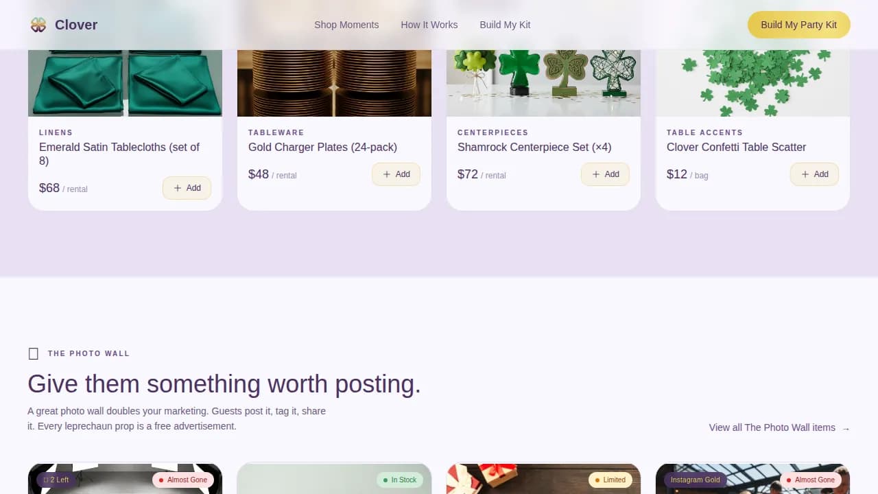 Celebrate — Vibrant Party Rental Landing Page Template