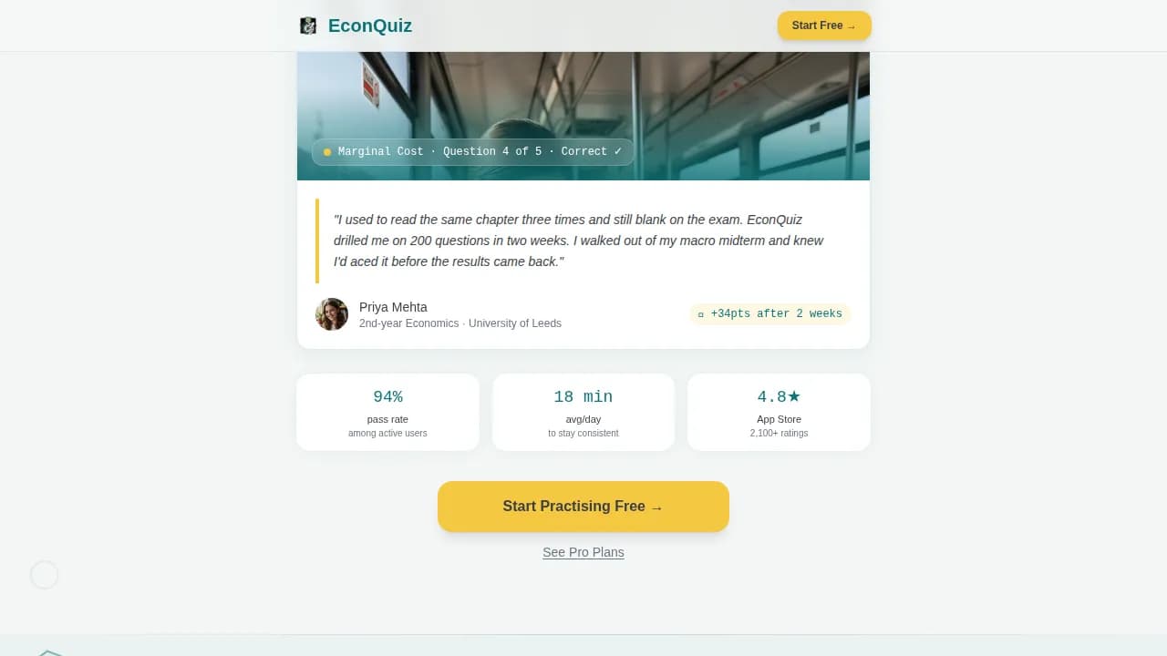 Econ — Ultimate Economics Quiz Landing Page Template