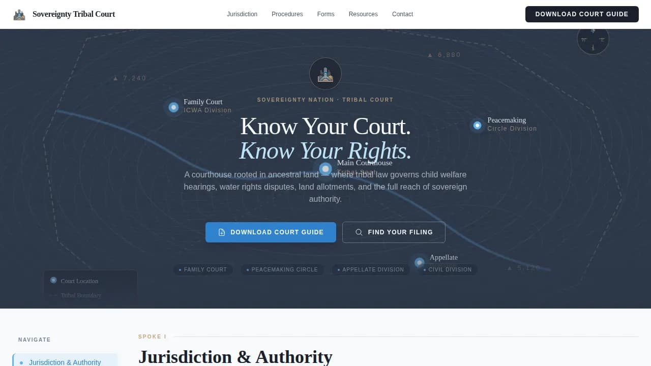 Justice — Tribal Court Landing Page Template