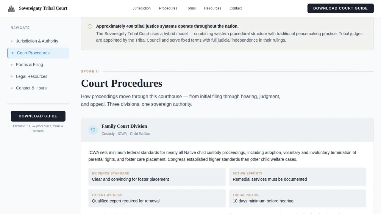 Justice — Tribal Court Landing Page Template