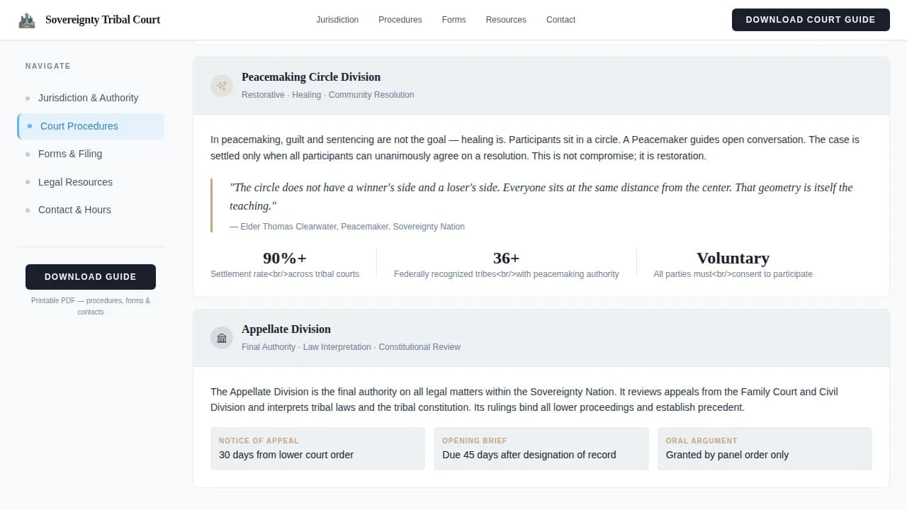 Justice — Tribal Court Landing Page Template