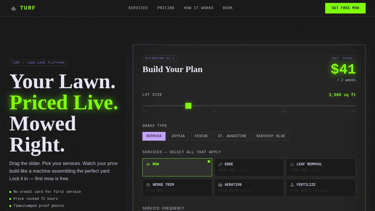 Turf — Professional Landscaping Booking Landing Page Template