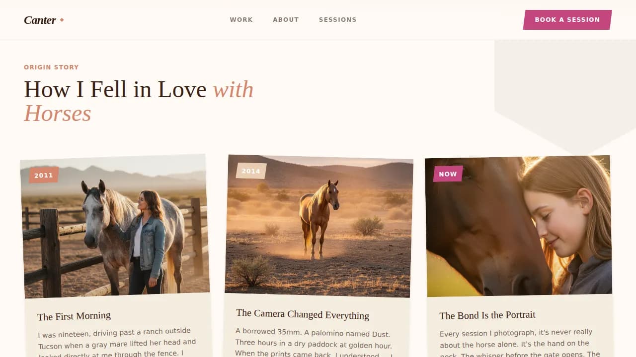 Stride — Equine Photography Portfolio Landing Page Template