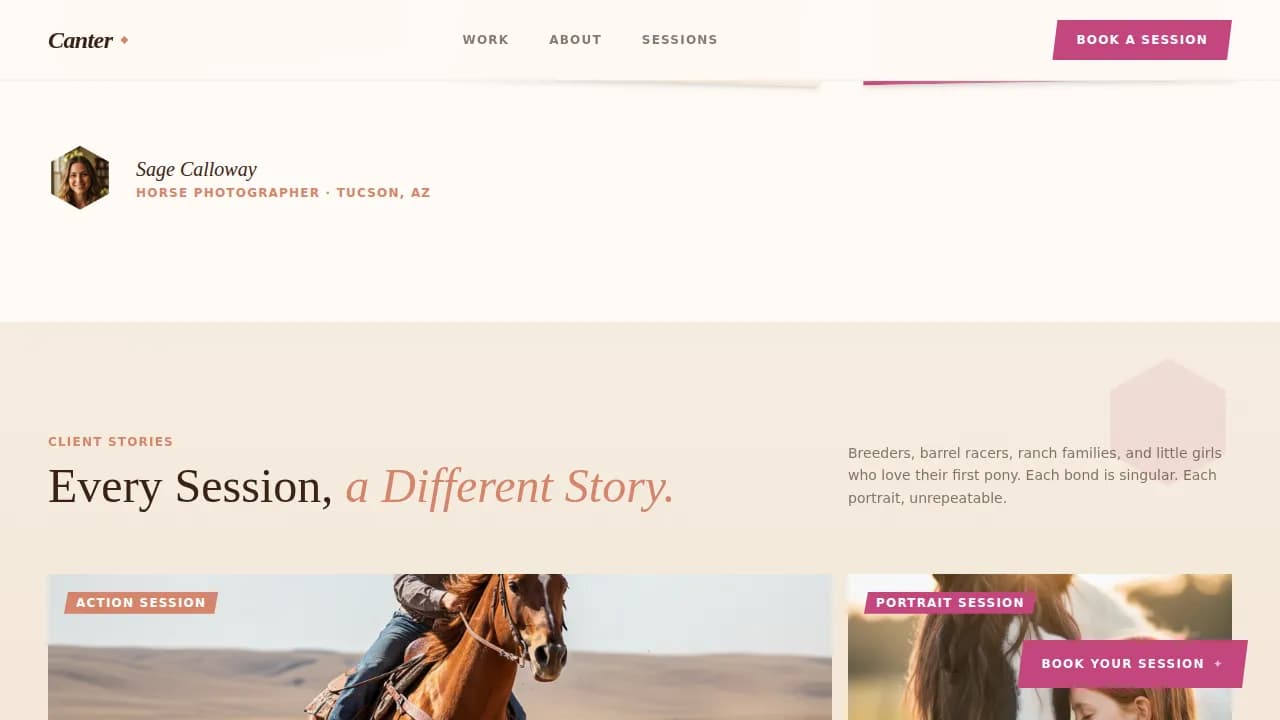 Stride — Equine Photography Portfolio Landing Page Template