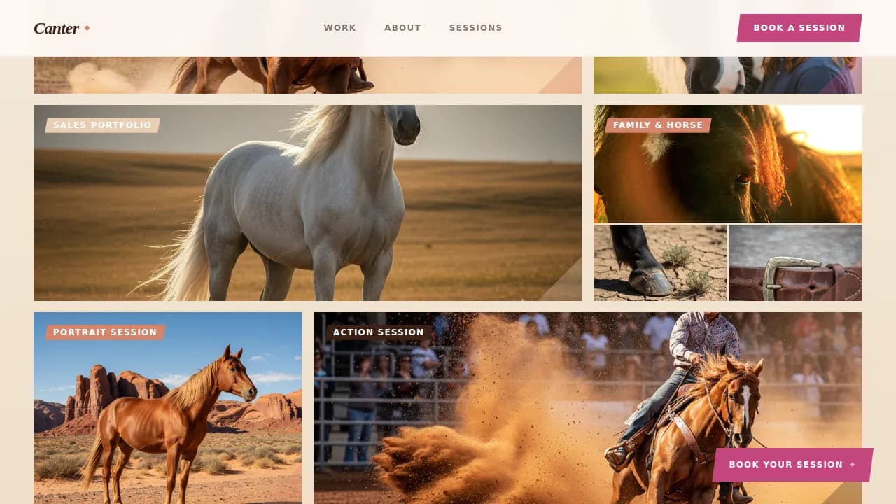 Stride — Equine Photography Portfolio Landing Page Template