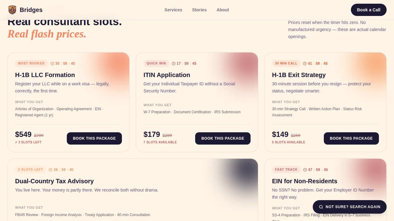 Bridge — Modernized Immigrant Advisory Landing Page Template