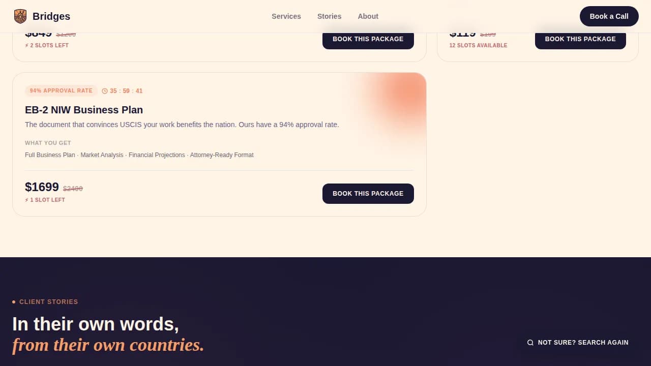 Bridge — Modernized Immigrant Advisory Landing Page Template