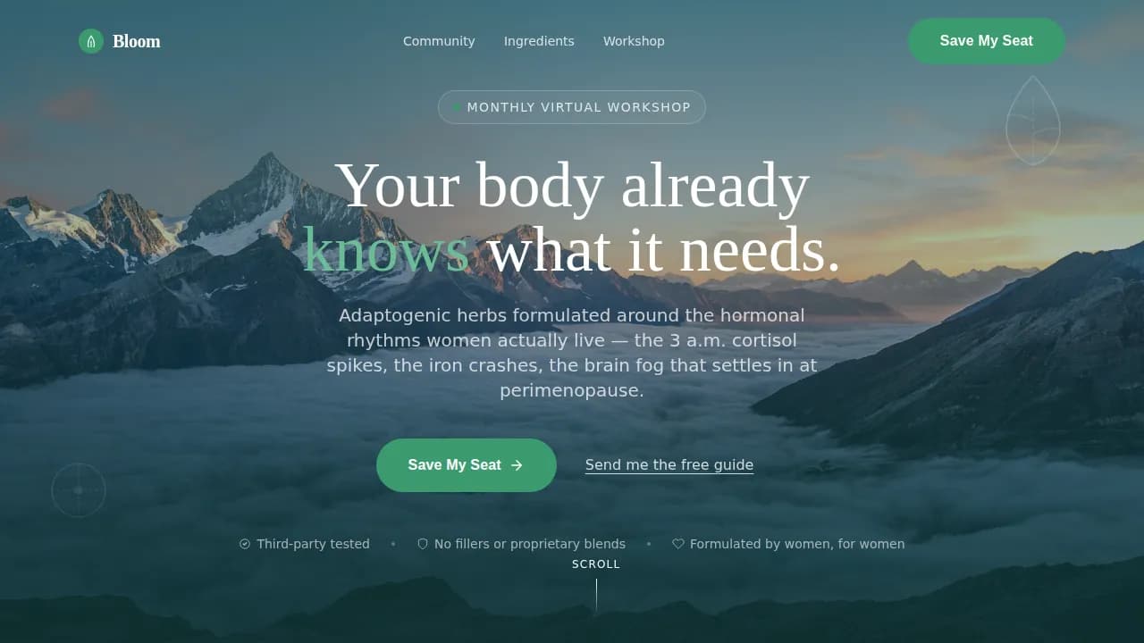 Vitality — Adaptogenic Wellness Landing Page Template