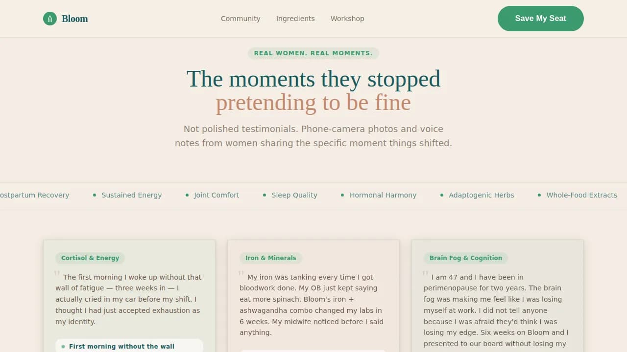 Vitality — Adaptogenic Wellness Landing Page Template