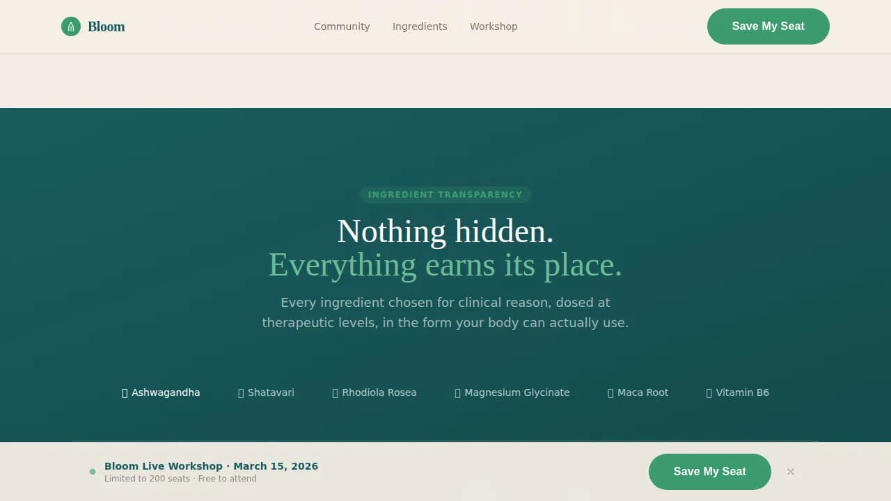 Vitality — Adaptogenic Wellness Landing Page Template
