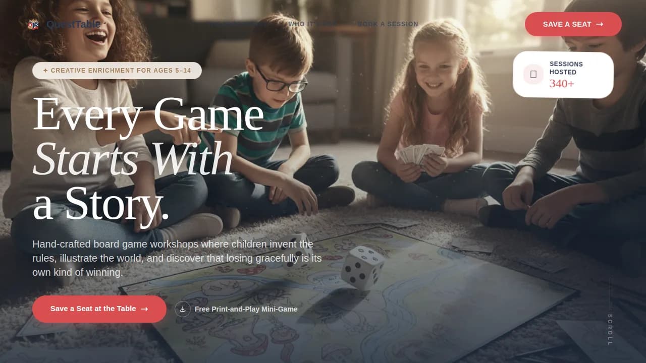 Adventure — Creative Tabletop Gaming Landing Page Template