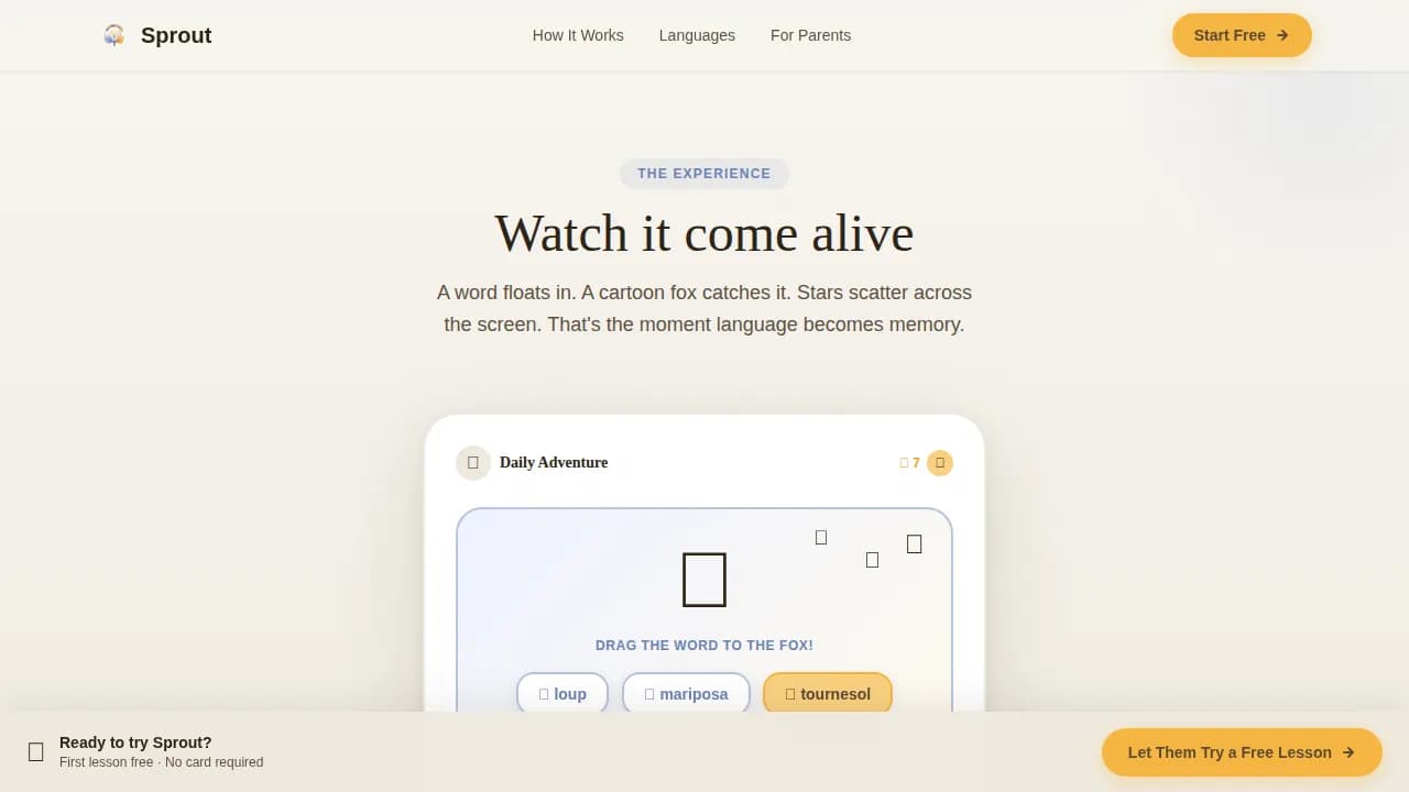 Bloom — Language Learning Landing Page Template
