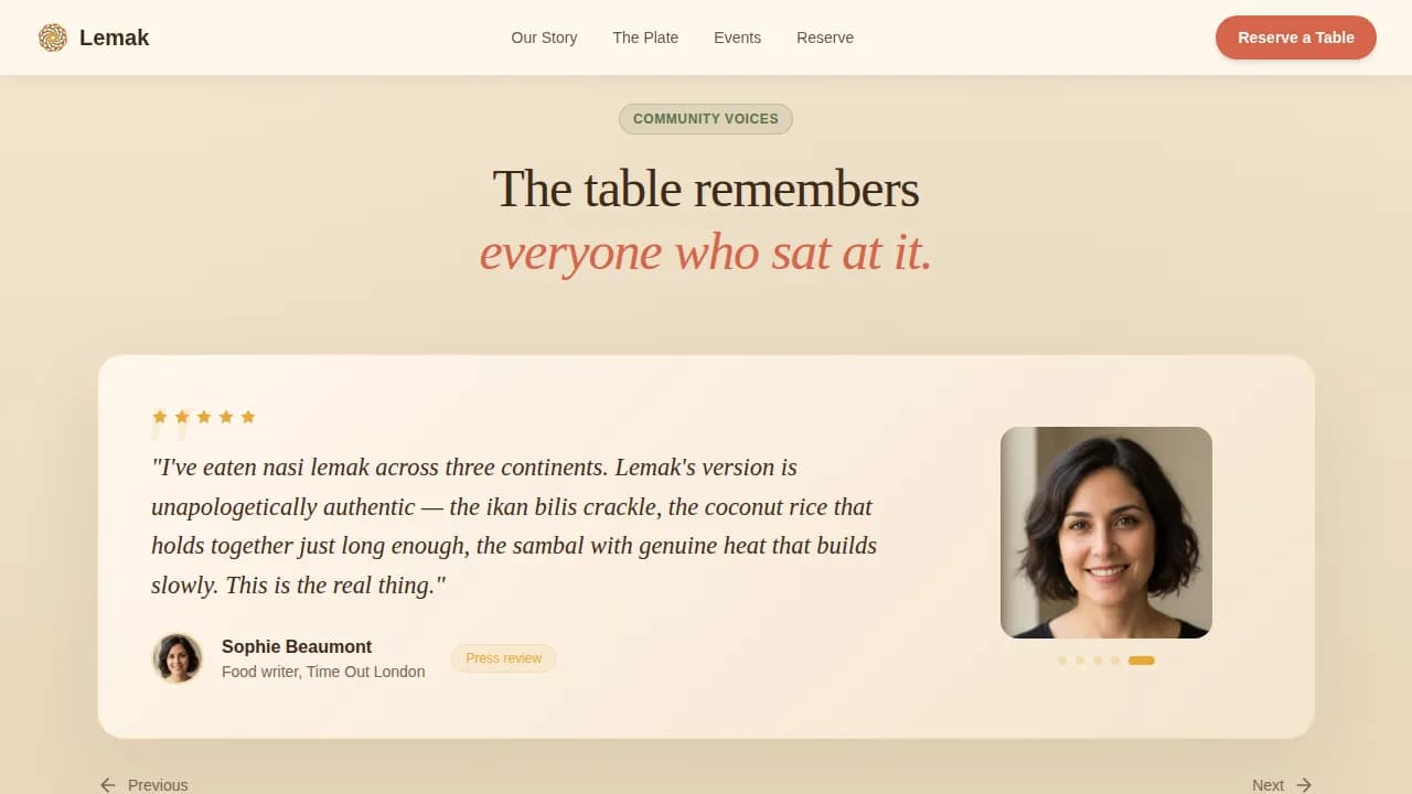 Feast — Authentic Malaysian Cuisine Event Landing Page Template