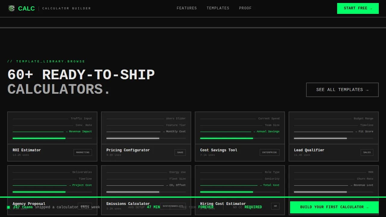 Micro-SaaS & Developer Tools Specialist Cost Calculator Website Template