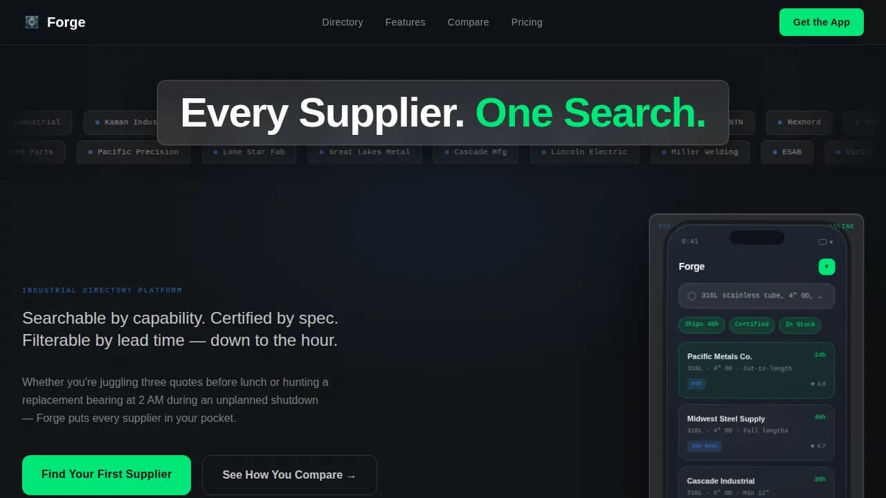 Connect — Industrial Supplier Marketplace Landing Page Template