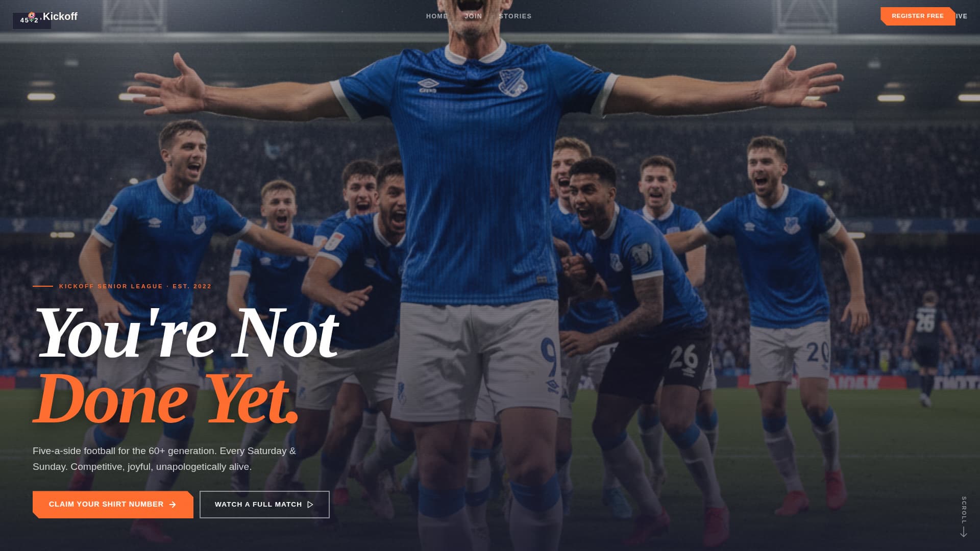 Kickoff - Energetic Seniorleague Landing Page Template