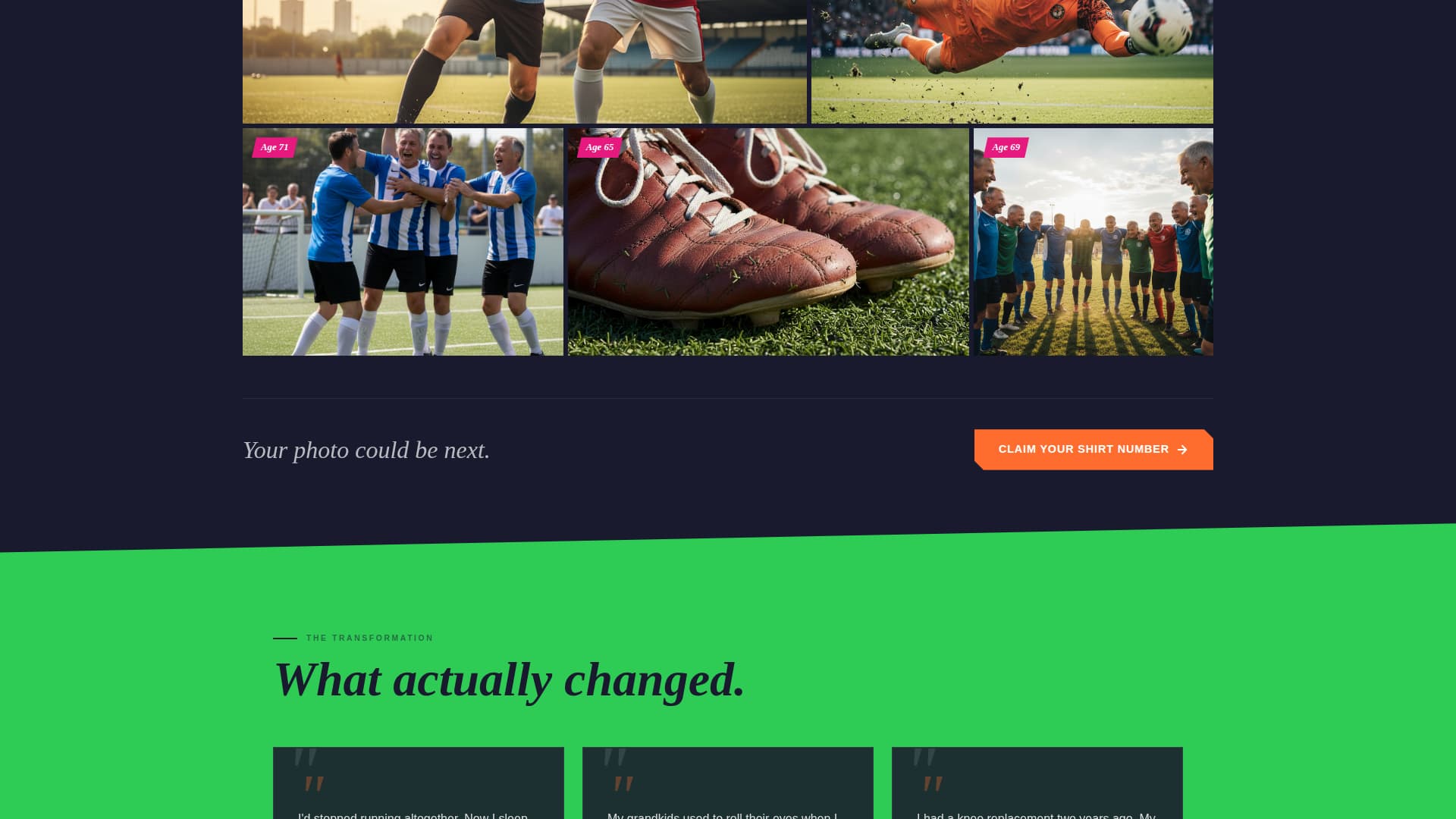 Kickoff - Energetic Seniorleague Landing Page Template
