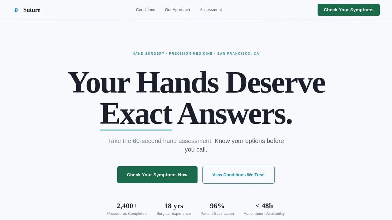 Hand Surgeon Specialist Booking Website Template