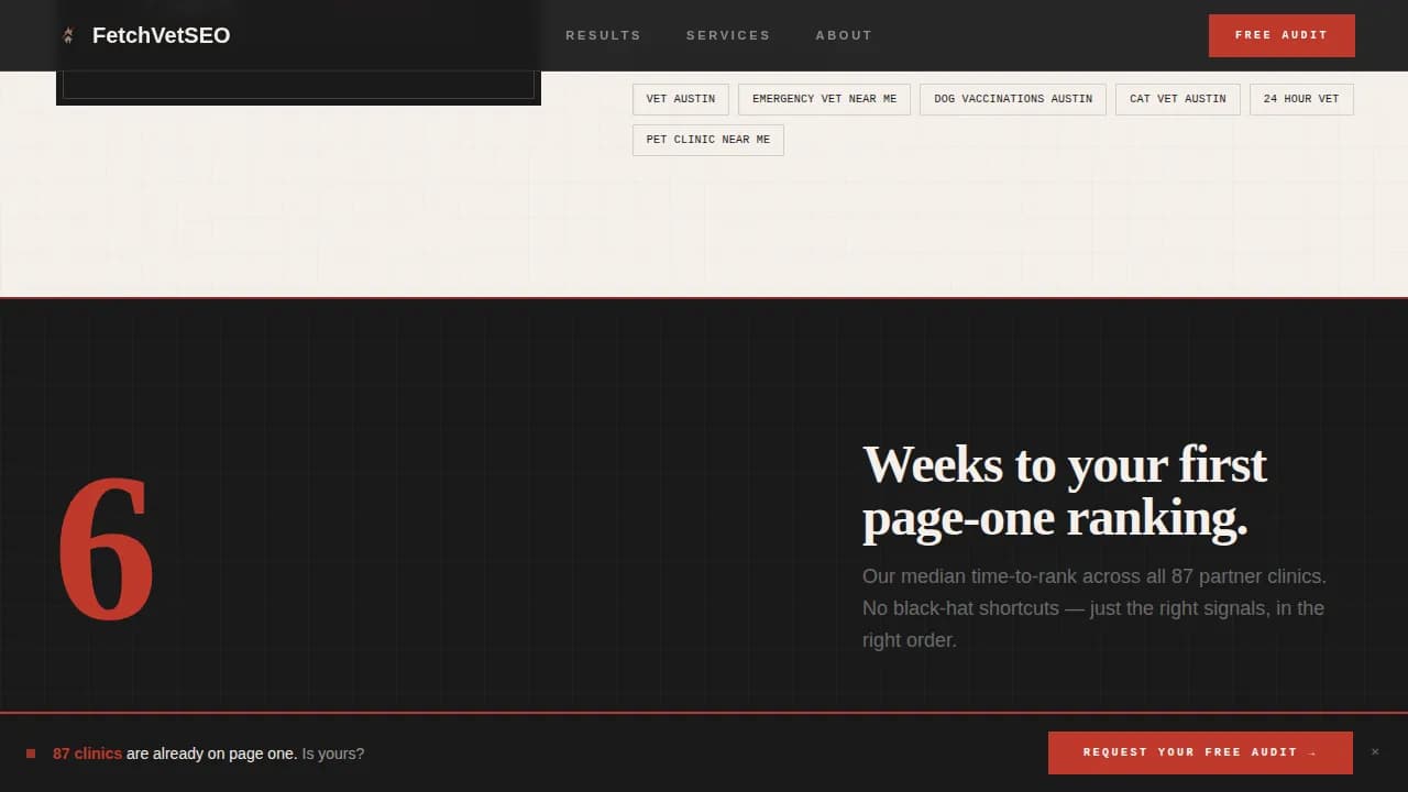 Fetch — Powerful Veterinary SEO Landing Page Template