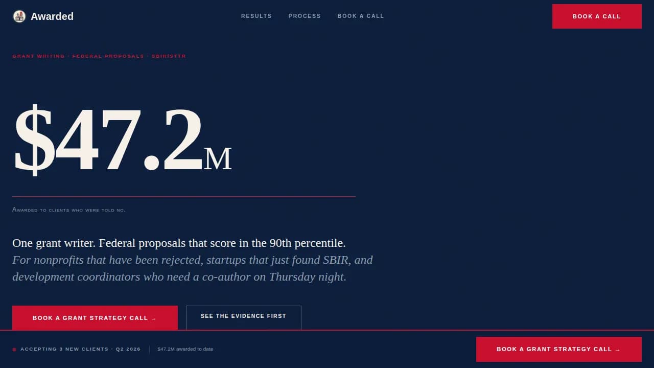 Grant Writer Booking Website Template