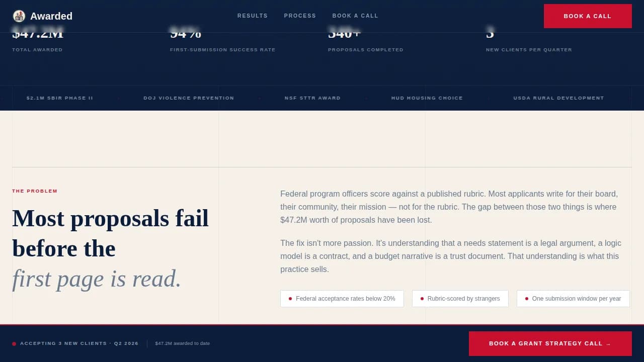 Grant Writer Booking Website Template