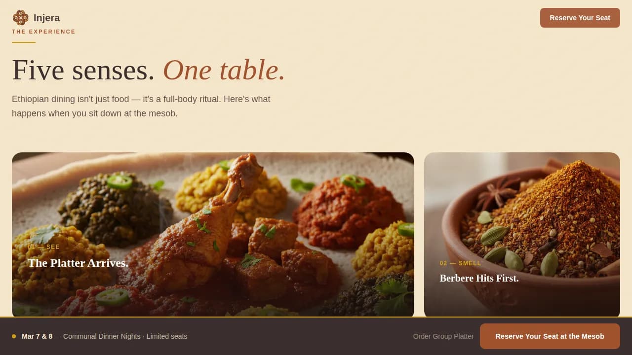 Feast — Authentic Eritrean Catering Landing Page Template