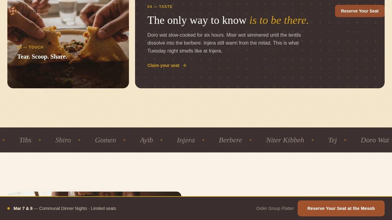 Feast — Authentic Eritrean Catering Landing Page Template